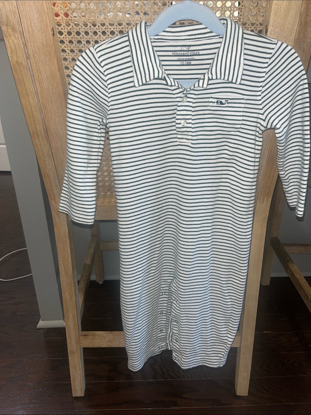 Vineyard Vines White and dark green Striped Polo Dress